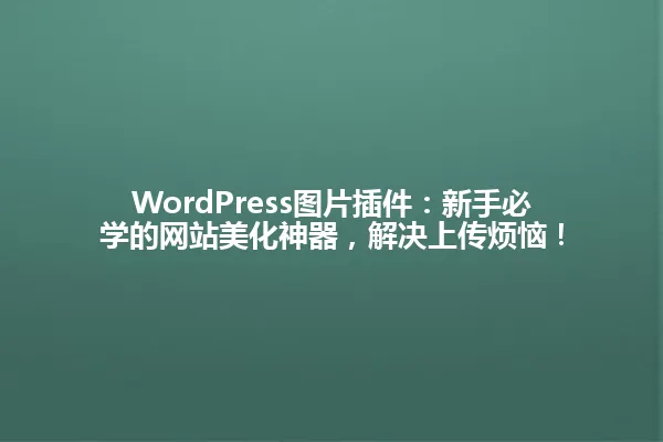 WordPress图片插件:新手必学的网站美化神器,解决上传烦恼! 一