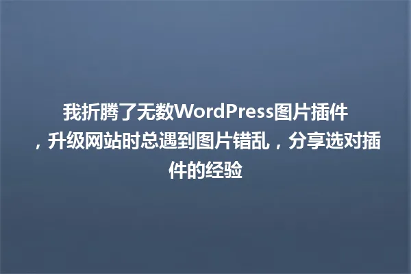 我折腾了无数WordPress图片插件,升级网站时总遇到图片错乱,分享选对插件的经验 一