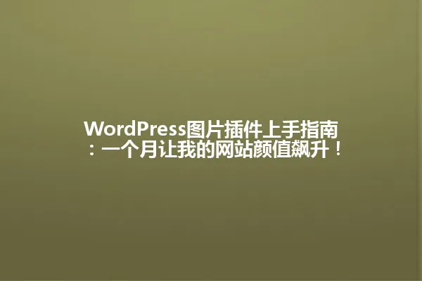 WordPress图片插件上手指南:一个月让我的网站颜值飙升! 一