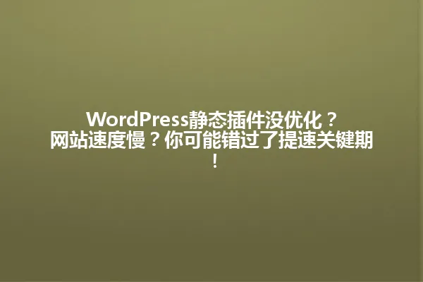 WordPress静态插件没优化?网站速度慢?你可能错过了提速关键期! 一