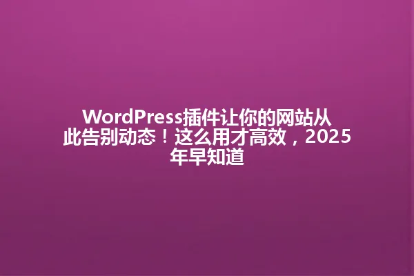 WordPress插件让你的网站从此告别动态!这么用才高效,2025年早知道 一