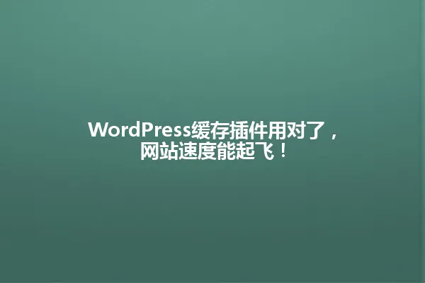 WordPress缓存插件用对了,网站速度能起飞! 一