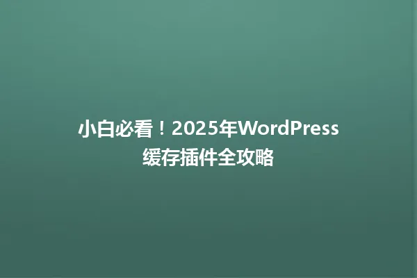 小白必看！2025年WordPress缓存插件全攻略 一