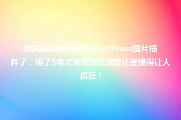 别再傻傻的用免费WordPress图片插件了，用了5年才发现加载速度还是慢得让人抓狂！ 一