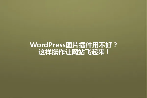 WordPress图片插件用不好?这样操作让网站飞起来! 一