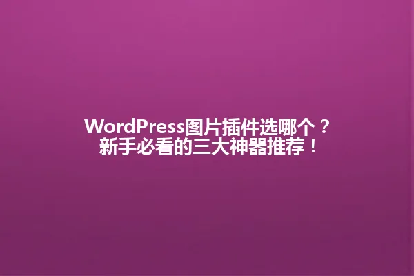 WordPress图片插件选哪个?新手必看的三大神器推荐! 一