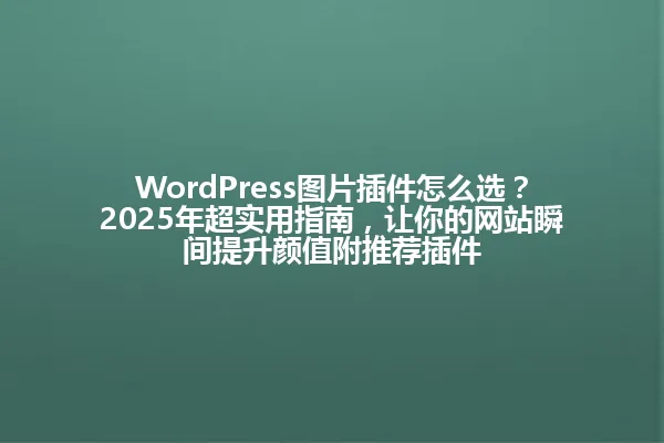 WordPress图片插件怎么选?2025年超实用指南,让你的网站瞬间提升颜值附推荐插件 一