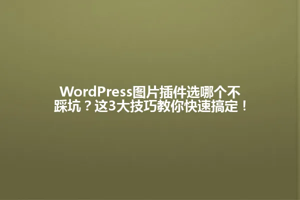WordPress图片插件选哪个不踩坑？这3大技巧教你快速搞定！ 一