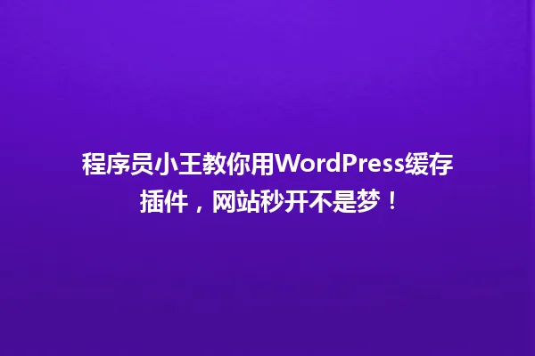 程序员小王教你用WordPress缓存插件,网站秒开不是梦! 一