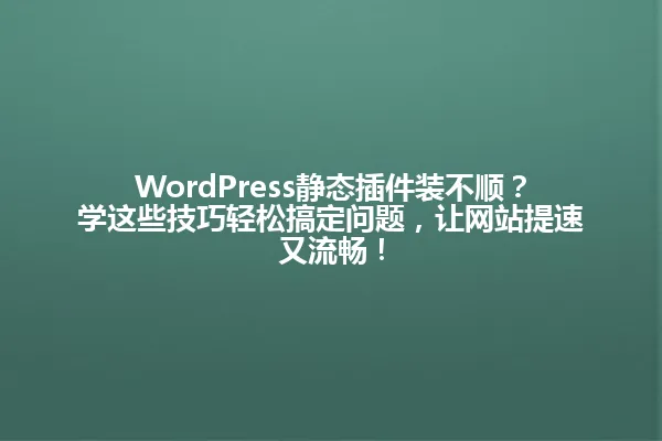 WordPress静态插件装不顺?学这些技巧轻松搞定问题,让网站提速又流畅! 一
