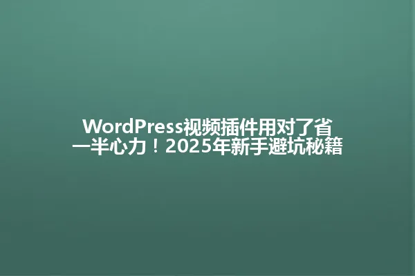 WordPress视频插件用对了省一半心力!2025年新手避坑秘籍 一