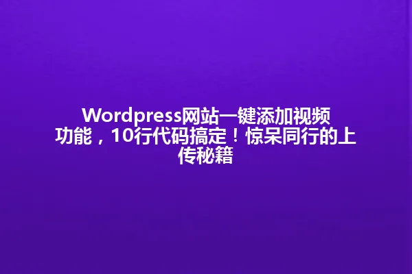 Wordpress网站一键添加视频功能,10行代码搞定!惊呆同行的上传秘籍 一