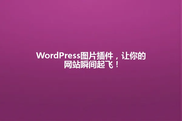 WordPress图片插件,让你的网站瞬间起飞! 一