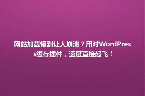 网站加载慢到让人崩溃?用对WordPress缓存插件,速度直接起飞! 一