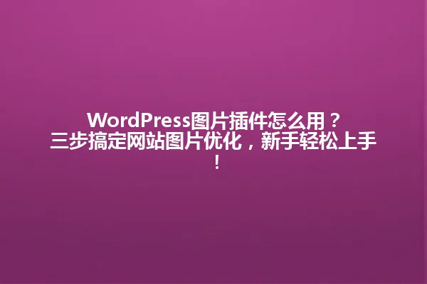 WordPress图片插件怎么用?三步搞定网站图片优化,新手轻松上手! 一
