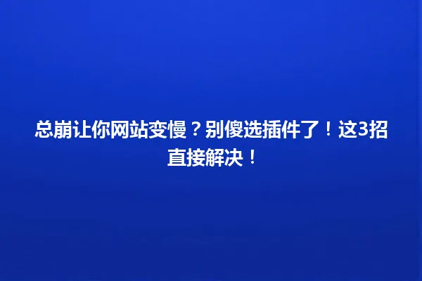 总崩让你网站变慢?别傻选插件了!这3招直接解决! 一