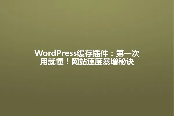 WordPress缓存插件:第一次用就懂!网站速度暴增秘诀 一