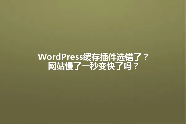 WordPress缓存插件选错了?网站慢了一秒变快了吗? 一