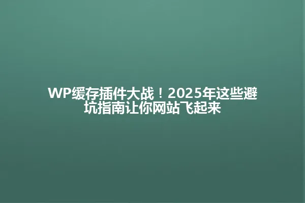 WP缓存插件大战!2025年这些避坑指南让你网站飞起来 一