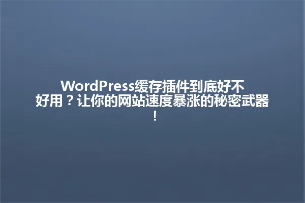 WordPress缓存插件到底好不好用？让你的网站速度暴涨的秘密武器！ 一