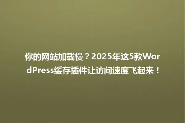 你的网站加载慢?2025年这5款WordPress缓存插件让访问速度飞起来! 一