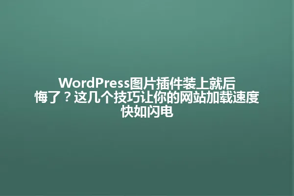 WordPress图片插件装上就后悔了?这几个技巧让你的网站加载速度快如闪电 一