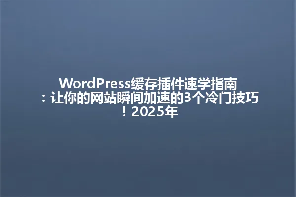 WordPress缓存插件速学指南：让你的网站瞬间加速的3个冷门技巧！2025年 一