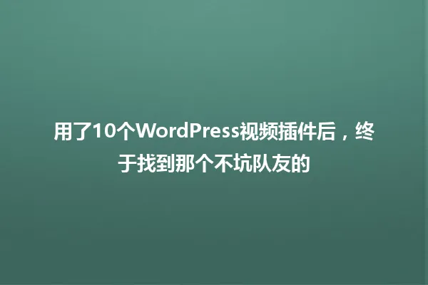 用了10个WordPress视频插件后,终于找到那个不坑队友的 一