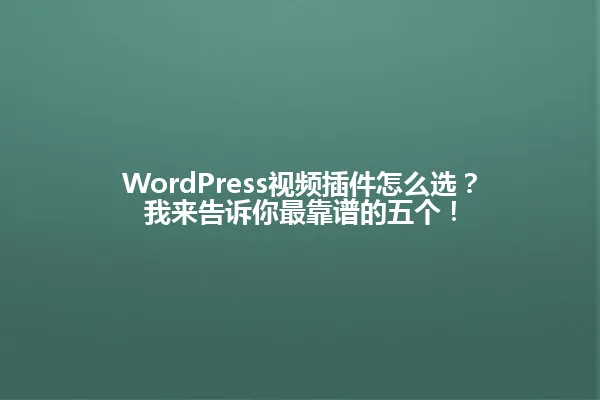 WordPress视频插件怎么选？我来告诉你最靠谱的五个！ 一