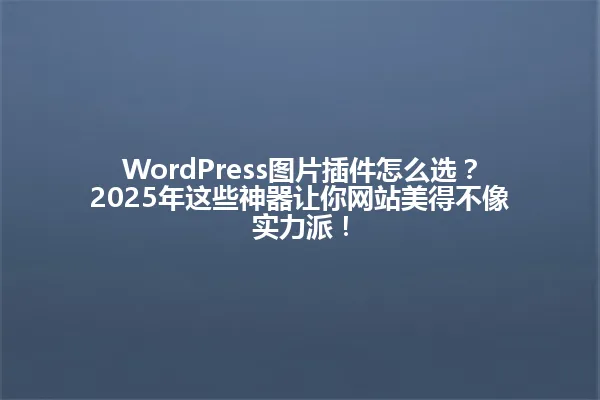 WordPress图片插件怎么选?2025年这些神器让你网站美得不像实力派! 一