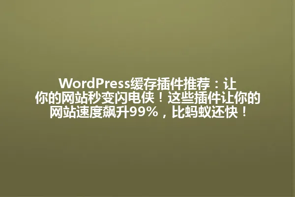 WordPress缓存插件推荐:让你的网站秒变闪电侠!这些插件让你的网站速度飙升99%,比蚂蚁还快! 一