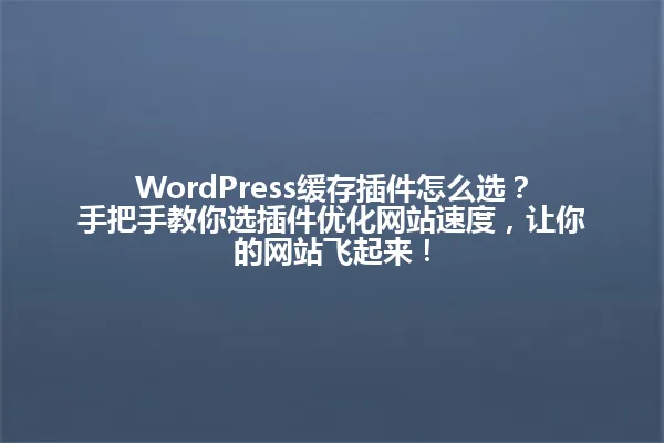WordPress缓存插件怎么选?手把手教你选插件优化网站速度,让你的网站飞起来! 一