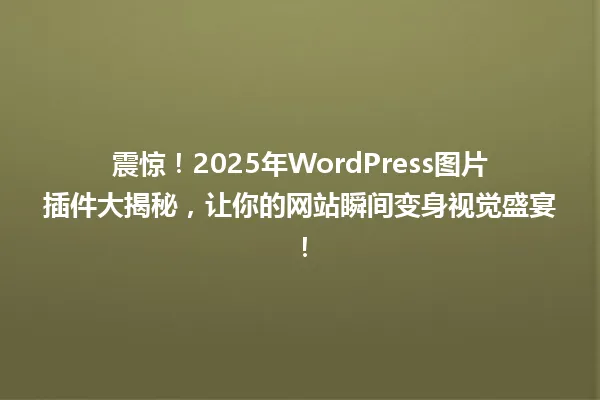 震惊!2025年WordPress图片插件大揭秘,让你的网站瞬间变身视觉盛宴! 一