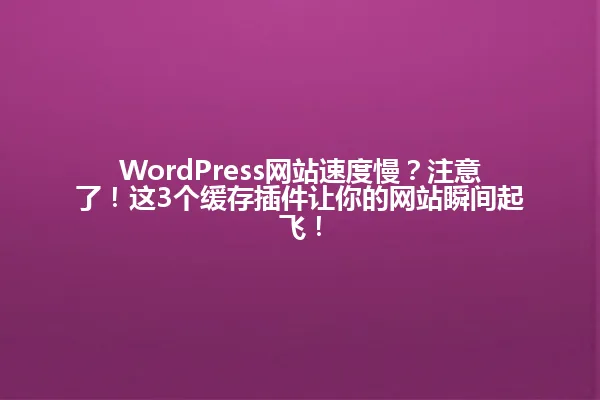 WordPress网站速度慢?注意了!这3个缓存插件让你的网站瞬间起飞! 一