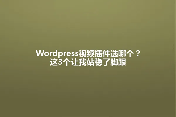 Wordpress视频插件选哪个?这3个让我站稳了脚跟 一