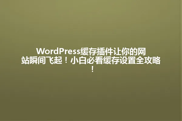 WordPress缓存插件让你的网站瞬间飞起!小白必看缓存设置全攻略! 一