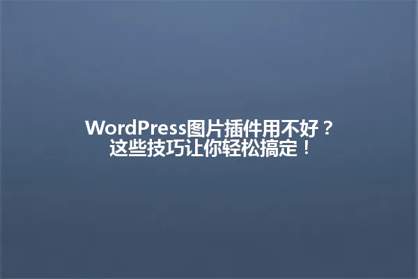 WordPress图片插件用不好?这些技巧让你轻松搞定! 一