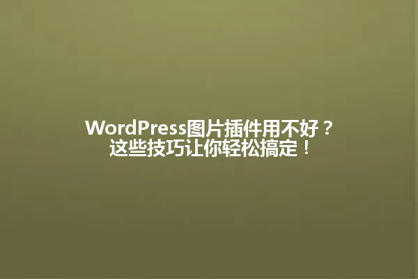 WordPress图片插件用不好?这些技巧让你轻松搞定! 一