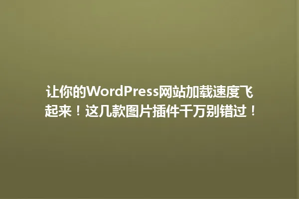 让你的WordPress网站加载速度飞起来!这几款图片插件千万别错过! 一