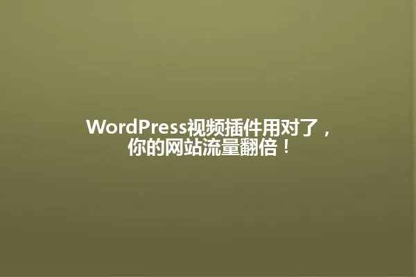 WordPress视频插件用对了,你的网站流量翻倍! 一