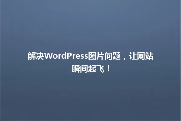 解决WordPress图片问题,让网站瞬间起飞! 一