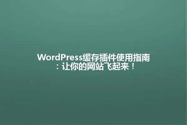 WordPress缓存插件使用指南:让你的网站飞起来! 一