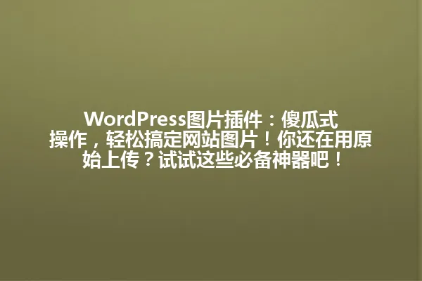 WordPress图片插件:傻瓜式操作,轻松搞定网站图片!你还在用原始上传?试试这些必备神器吧! 一