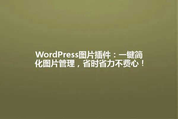 WordPress图片插件：一键简化图片管理，省时省力不费心！ 一