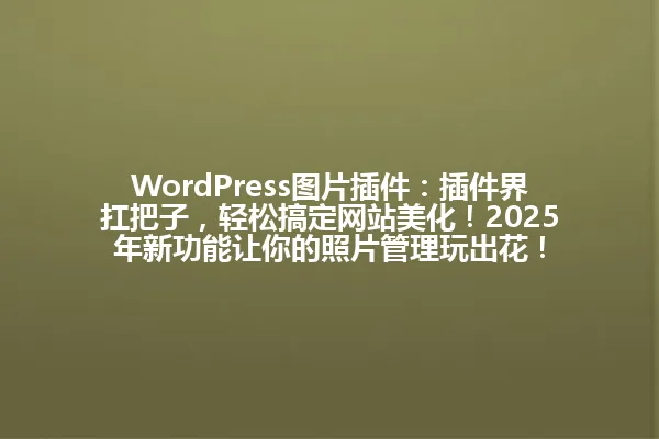 WordPress图片插件:插件界扛把子,轻松搞定网站美化!2025年新功能让你的照片管理玩出花! 一