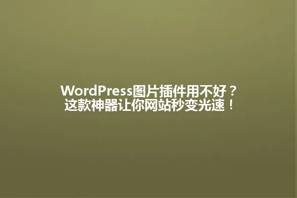 WordPress图片插件用不好?这款神器让你网站秒变光速! 一
