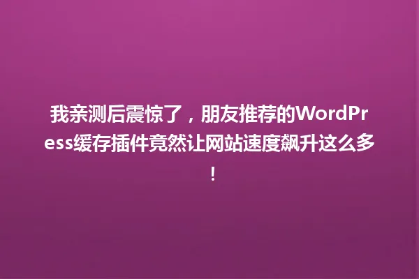 我亲测后震惊了,朋友推荐的WordPress缓存插件竟然让网站速度飙升这么多! 一