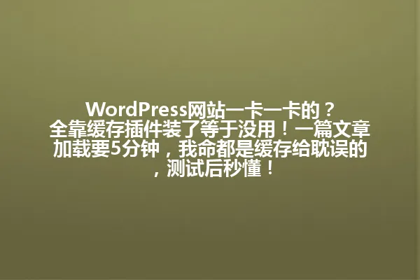 WordPress网站一卡一卡的？全靠缓存插件装了等于没用！一篇文章加载要5分钟，我命都是缓存给耽误的，测试后秒懂！ 一