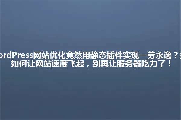 2025年，WordPress网站优化竟然用静态插件实现一劳永逸？揭秘静态插件如何让网站速度飞起，别再让服务器吃力了！ 一