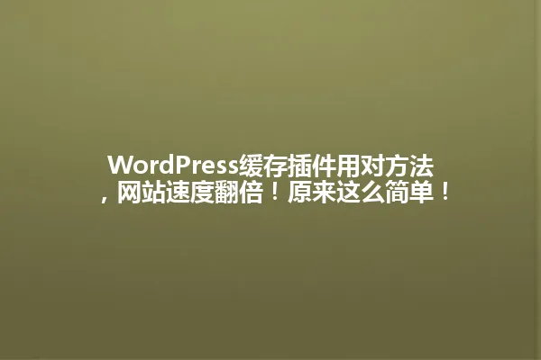 WordPress缓存插件用对方法,网站速度翻倍!原来这么简单! 一